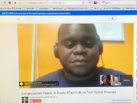 Photo: A screenshot of the Google Hangout #TechTalk on tech sector diversity Photo Credit: Esther Surden