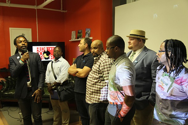 Photo: Isaiah Little and members of Code for Newark at =SPACE Photo Credit: Esther Surden