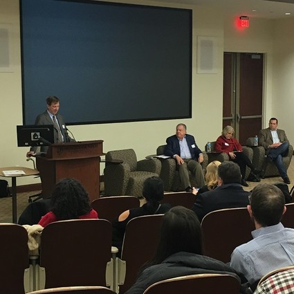 Photo: The panel on the current state of funding at the Montclair Entrepreneurs Meetup. Photo Credit: Dillan DiGiovanni