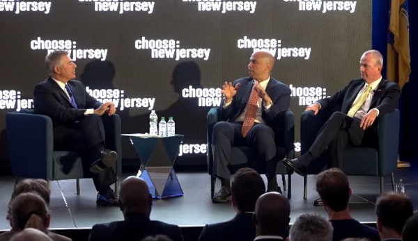 Photo: Sen. Cory  Booker and Gov. Phil Murphy discuss opportunity zones Photo Credit: Courtesy Choose New Jersey