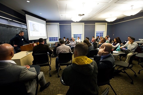 Photo: A packed house listens to David Leibowitz present. Photo Credit: Chris Down