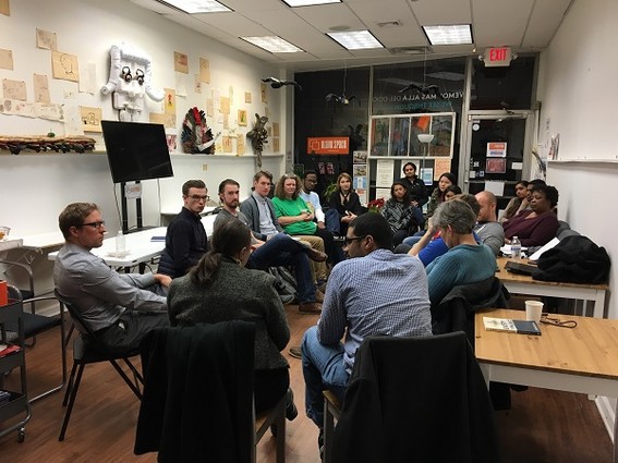 Photo: The ethics of UX was the topic of discussion at the Central NJ Design Meetup. Photo Credit: Blank Space Highland Park
