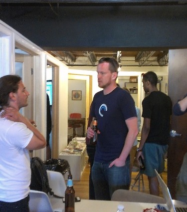Photo: James Dennis networking at the Hacking Asbury event in June. Photo Credit: Laurie Petersen