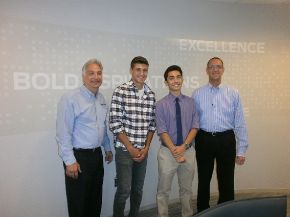 Photo: (L-R) Jerry Passione, Juniper OpenLab General Manager; scholarship winners Lorenzo Penna and Nicolas Ng; and Vince Molinaro, Juniper’s EVP and Chief Customer Officer Photo Credit: Courtesy Juniper OpenLab