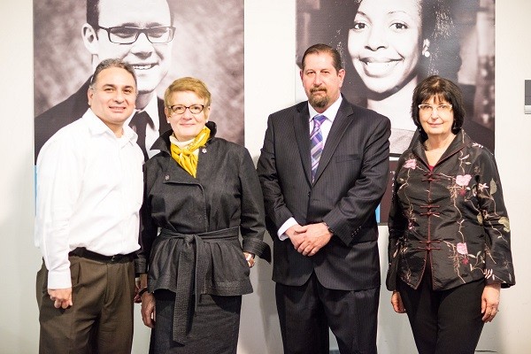 Photo: L-R Julio Zelaya (instructor) and Bea Tassot of NPower with Bernard E. Treml and Donna Scalia. Photo Credit: Courtesy NPower