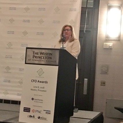 Photo: Monica C. Smith discussed her entrepreneurial journey at the NJ Tech Council CFO Awards breakfast. Photo Credit: Esther Surden