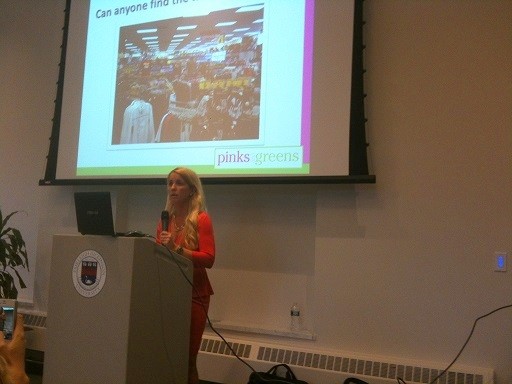 Photo: Allison Dorst of Pinks and Greens pitched her e-commerce site. Photo Credit: Esther Surden