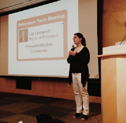 Photo: Princeton Mayor Liz Lempert addressed the Princeton Tech Meetup. Photo Credit: Khurt Williams
