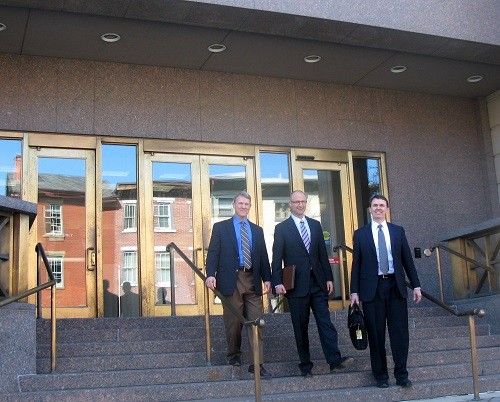 Photo: Doug Graham, CEO and Co-Founder; Bruce Shelby, Chief Sales Officer and Co-Founder; and Scott Graham, Chief Technology Officer of Continuant on the steps of the federal courthouse in Camden, New Jersey. Photo Credit: Courtesy Continuant