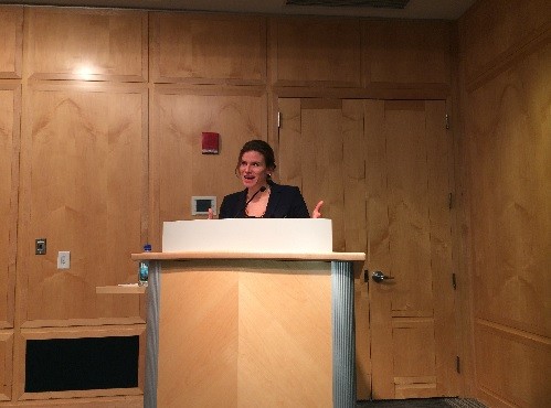 Photo: Economist Mariana Mazzucato addressed the Princeton Tech Meetup at the Princeton Public Library in Dec. Photo Credit: Esther Surden