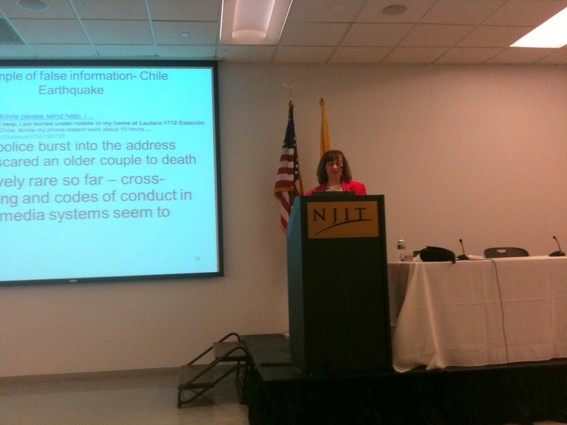 Photo: Professor Starr Roxanne Hiltz spoke about the trustworthiness of social media. Photo Credit: Esther Surden