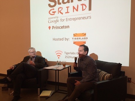 Photo: David Stengle interviews Robert Levitan at Startup Grind Princeton Photo Credit: Esther Surden